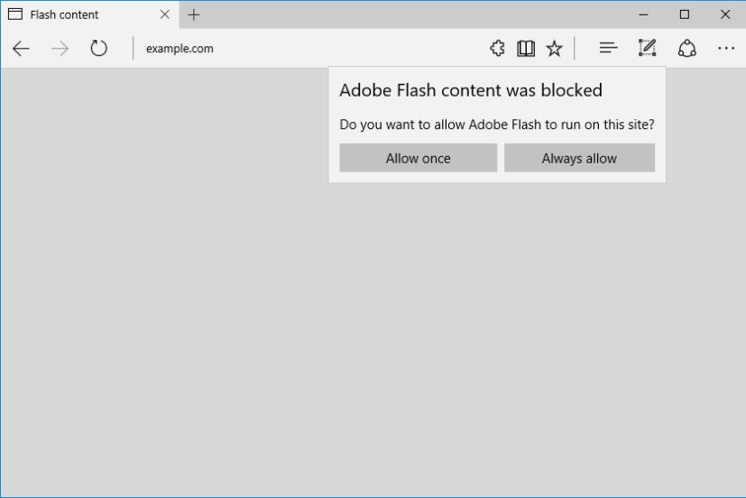 User clicks on a blocked Flash control.
