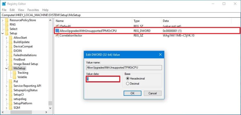 AllowUpgradesWithUnsupportedTPMOrCPU