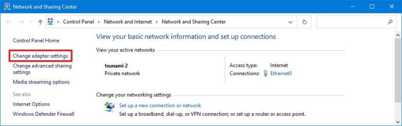 Change adapter settings