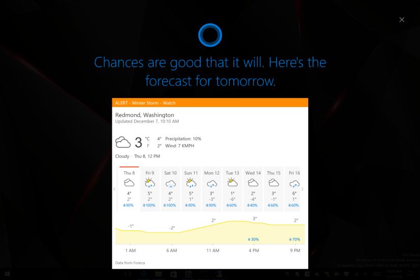 Cortana full-screen mode