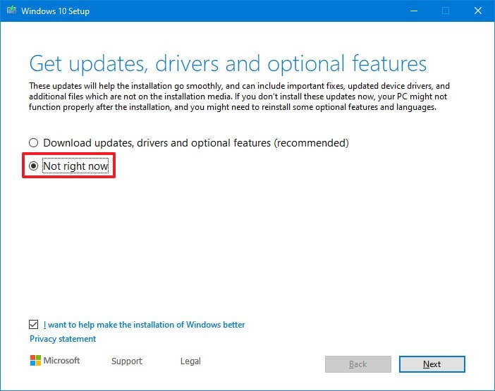 Disable updates before installing Windows 10