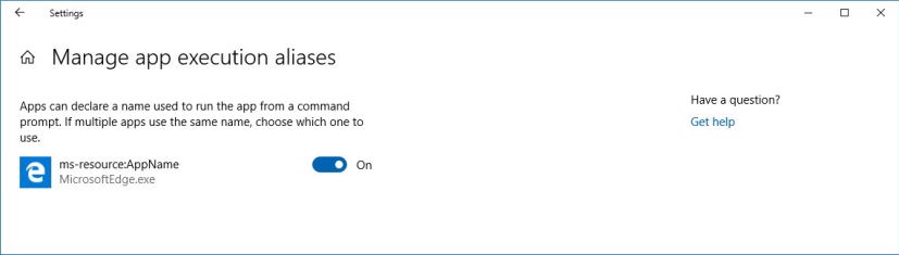 Manage app execution aliases settings