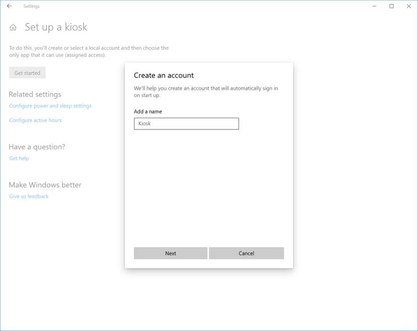 Updated kiosk wizard on Windows 10 build 17723