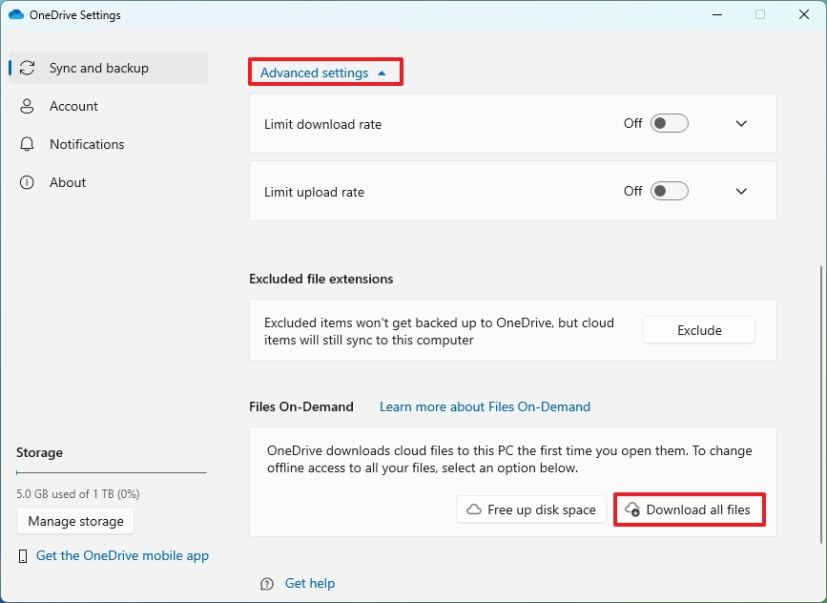 OneDrive disable Files on Demand