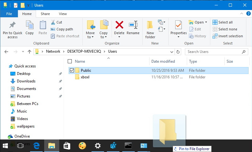 Pin Public folder to Taskbar