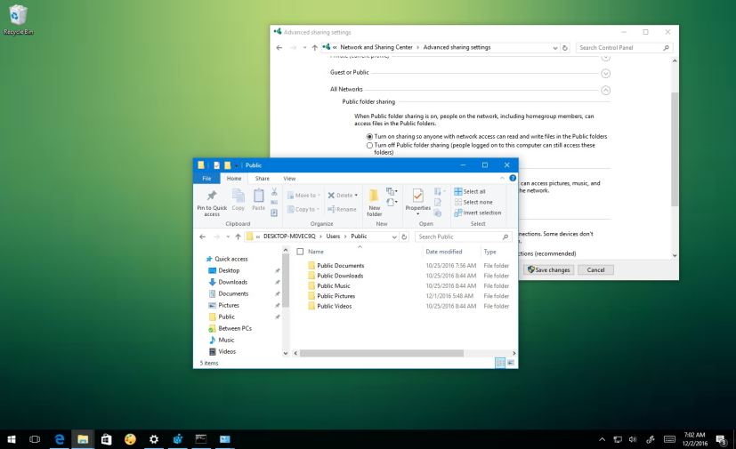 Public folder on Windows 10