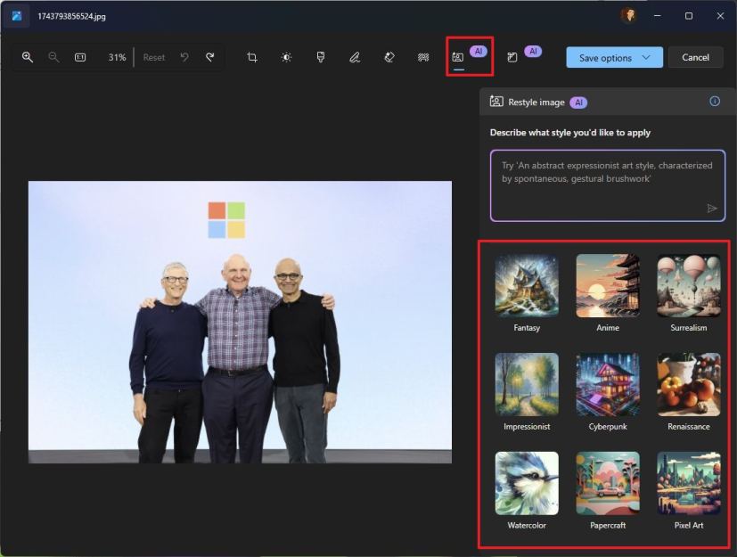 Restyle Image predefined options