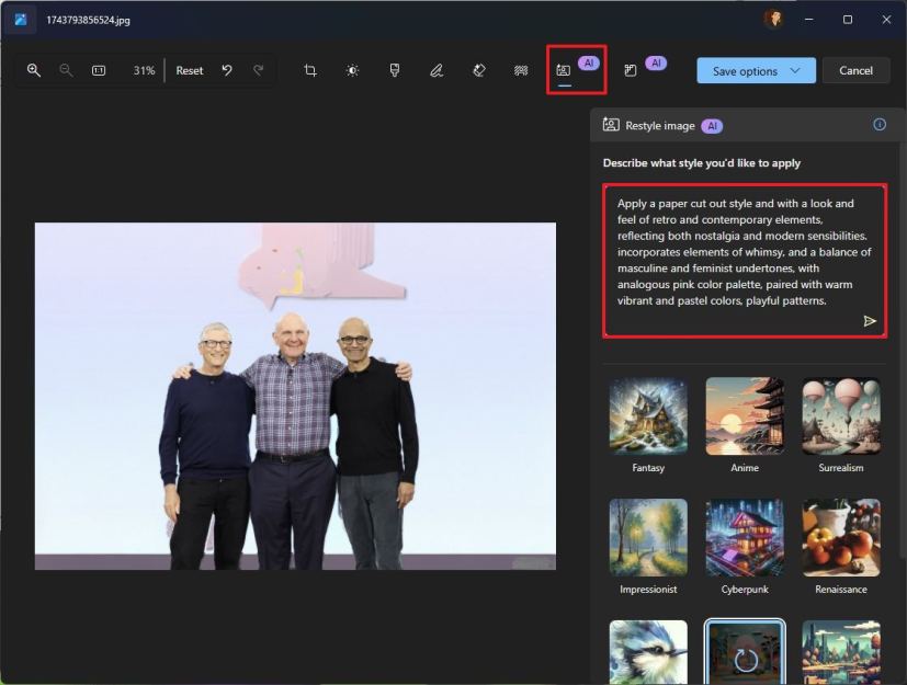 Restyle Image text prompt