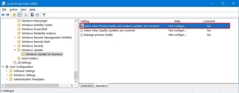 Group Policy Windows Update for business policies