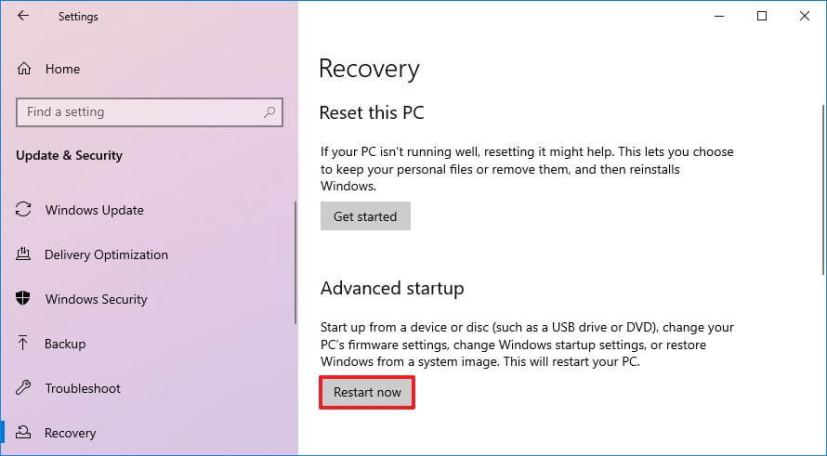 Advanced startup option