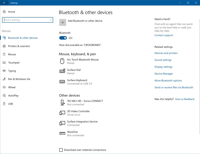 Bluetooth & other devices settings