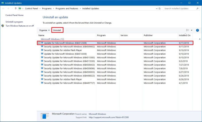 Uninstall Windows 10 version 1909 and rollback to version 1903