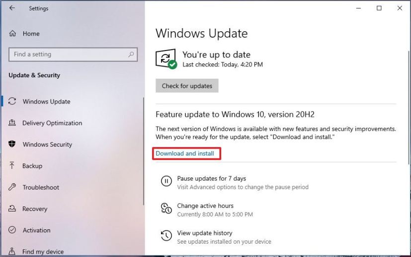 Windows 10 feature update install