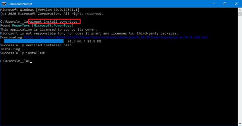 Windows 10 winget install command